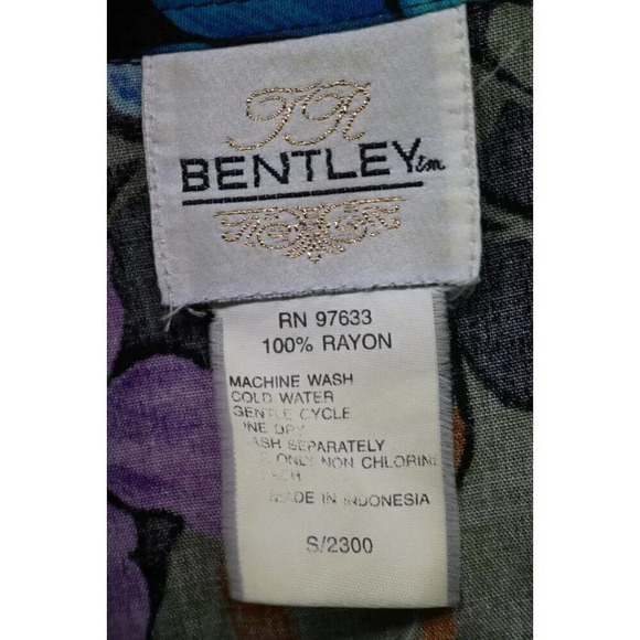 Bentley Vintage 100% Rayon Button-Up Dress-Size Small-90's-Front Slits-Floral - Picture 4 of 12